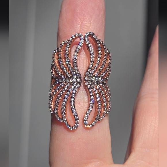 Topaz Sterling & Gold Wing Ring Sz8 - Picture 6 of 8